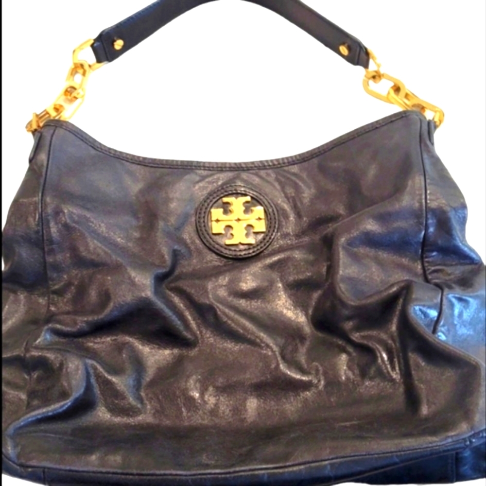 TORY BURCH Classic City Hobo Leather Shoulder Bag Slouchy Purse